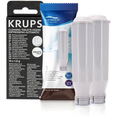 Aqualogis Zestaw Krups filtr AL-TES46 2szt, Tabletki Odtłuszczające KRUPS XS3000 10 szt. Aqualogis Zestaw Krups filtr AL-TES46 2szt, Tabletki Odtłuszczające KRUPS XS3000 10 szt.