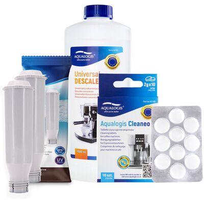 Zestaw Krups - Filtr AL-TES46 2szt, Uniwersalny Odkamieniacz Aqualogis 1L, Tabletki Czyszczące Aqualogis Cleaneo 10 szt. Zestaw Krups - Filtr AL-TES46 2szt, Uniwersalny Odkamieniacz Aqualogis 1L, Tabletki Czyszczące Aqualogis Cleaneo 10 szt.