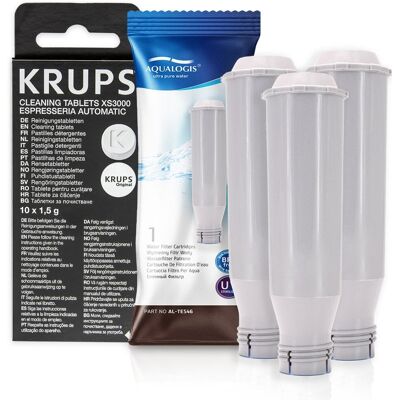 Aqualogis Zestaw Krups filtr AL-TES46 3szt, Tabletki Odtłuszczające KRUPS XS3000 10 szt. Aqualogis Zestaw Krups filtr AL-TES46 3szt, Tabletki Odtłuszczające KRUPS XS3000 10 szt.