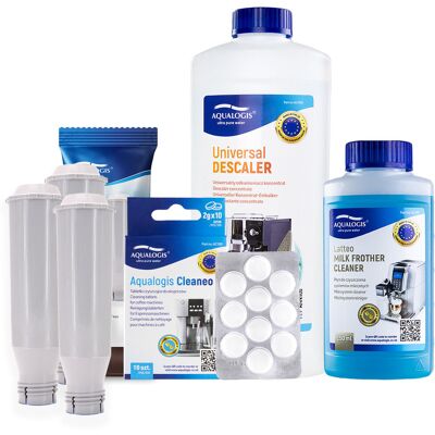 Zestaw Krups - Filtr AL-TES46 3szt, Uniwersalny Odkamieniacz Aqualogis 1L, Płyn Czyszczący System Mleczny Aqualogis Latteo 250ml, Cleaneo Zestaw Krups - Filtr AL-TES46 3szt, Uniwersalny Odkamieniacz Aqualogis 1L, Płyn Czyszczący System Mleczny Aqualogis Latteo 250ml, Cleaneo