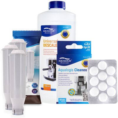 Zestaw Krups - Filtr AL-TES46 3szt, Uniwersalny Odkamieniacz Aqualogis 1L, Tabletki Czyszczące Aqualogis Cleaneo 10 szt. Zestaw Krups - Filtr AL-TES46 3szt, Uniwersalny Odkamieniacz Aqualogis 1L, Tabletki Czyszczące Aqualogis Cleaneo 10 szt.