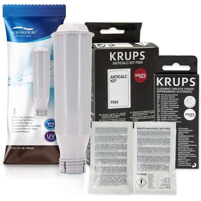 Aqualogis Zestaw Krups filtr AL-TES46, Odkamieniacz Krups F054, Tabletki Odtłuszczające KRUPS XS3000 10 szt. Aqualogis Zestaw Krups filtr AL-TES46, Odkamieniacz Krups F054, Tabletki Odtłuszczające KRUPS XS3000 10 szt.