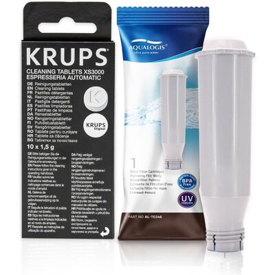 Aqualogis Zestaw Krups filtr AL-TES46, Tabletki Odtłuszczające KRUPS XS3000 10 szt. Aqualogis Zestaw Krups filtr AL-TES46, Tabletki Odtłuszczające KRUPS XS3000 10 szt.