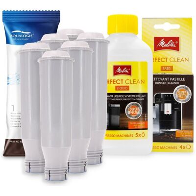 Aqualogis Zestaw MELITTA FIltr AL-TES46 6szt, Perfect Clean Liquid 250ml, Tabletki Perfect Clean 4szt Aqualogis Zestaw MELITTA FIltr AL-TES46 6szt, Perfect Clean Liquid 250ml, Tabletki Perfect Clean 4szt