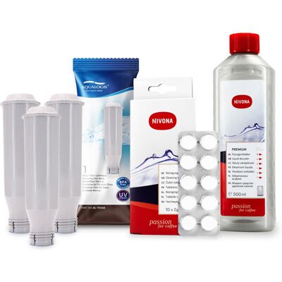 Zestaw NIVONA, Aqualogis AL-TES46 3 szt, NIRK703 Odkamieniacz 500ml, NIRT701 Tabletki Czyszczące 10szt Zestaw NIVONA, Aqualogis AL-TES46 3 szt, NIRK703 Odkamieniacz 500ml, NIRT701 Tabletki Czyszczące 10szt