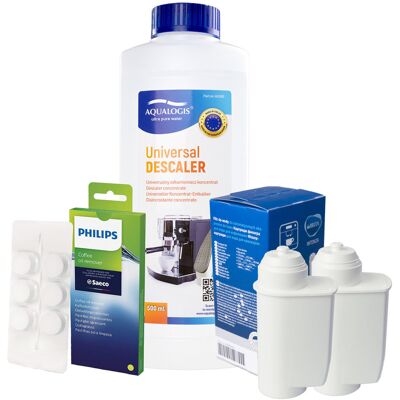 Aqualogis Zestaw Philips - Filtr Philips Intenza+ CA6702 2szt, Uniwersalny Odkamieniacz 500ml, Philips CA6704/10 Tabletki Czyszczące Aqualogis Zestaw Philips - Filtr Philips Intenza+ CA6702 2szt, Uniwersalny Odkamieniacz 500ml, Philips CA6704/10 Tabletki Czyszczące