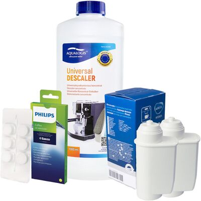 Zestaw Philips - Filtr Philips Intenza+ CA6702 2szt, Uniwersalny Odkamieniacz Aqualogis 1L, Philips CA6704/10 Tabletki Czyszczące Zestaw Philips - Filtr Philips Intenza+ CA6702 2szt, Uniwersalny Odkamieniacz Aqualogis 1L, Philips CA6704/10 Tabletki Czyszczące