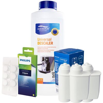 Aqualogis Zestaw Philips - Filtr Philips Intenza+ CA6702 3szt, Uniwersalny Odkamieniacz 500ml, Philips CA6704/10 Tabletki Czyszczące Aqualogis Zestaw Philips - Filtr Philips Intenza+ CA6702 3szt, Uniwersalny Odkamieniacz 500ml, Philips CA6704/10 Tabletki Czyszczące