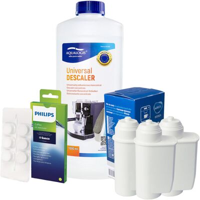 Zestaw Philips - Filtr Philips Intenza+ CA6702 3szt, Uniwersalny Odkamieniacz Aqualogis 1L, Philips CA6704/10 Tabletki Czyszczące Zestaw Philips - Filtr Philips Intenza+ CA6702 3szt, Uniwersalny Odkamieniacz Aqualogis 1L, Philips CA6704/10 Tabletki Czyszczące