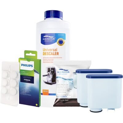 Aqualogis Zestaw Philips Saeco - AL-Clean 2szt, Uniwersalny Odkamieniacz 500ml, Philips CA6704/10 Tabletki Czyszczące Aqualogis Zestaw Philips Saeco - AL-Clean 2szt, Uniwersalny Odkamieniacz 500ml, Philips CA6704/10 Tabletki Czyszczące