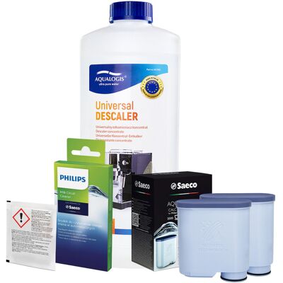 Aqualogis Zestaw Philips Saeco - Filtr Philips Aquaclean CA6903 2szt, Uniwersalny Odkamieniacz 1L, Philips CA6705/10 Środek do Obiegu Mleka Aqualogis Zestaw Philips Saeco - Filtr Philips Aquaclean CA6903 2szt, Uniwersalny Odkamieniacz 1L, Philips CA6705/10 Środek do Obiegu Mleka