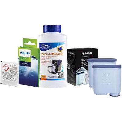 Aqualogis Zestaw Philips Saeco - Filtr Philips Aquaclean CA6903 2szt, Uniwersalny Odkamieniacz 250ml, Philips CA6705/10 Środek do Obiegu Mleka Aqualogis Zestaw Philips Saeco - Filtr Philips Aquaclean CA6903 2szt, Uniwersalny Odkamieniacz 250ml, Philips CA6705/10 Środek do Obiegu Mleka