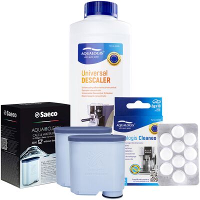Aqualogis Zestaw Philips Saeco - Filtr Philips Aquaclean CA6903 2szt, Uniwersalny Odkamieniacz 500ml, Cleaneo Aqualogis Zestaw Philips Saeco - Filtr Philips Aquaclean CA6903 2szt, Uniwersalny Odkamieniacz 500ml, Cleaneo