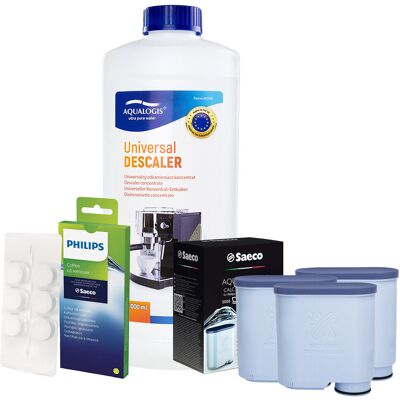 Aqualogis Zestaw Philips Saeco - Filtr Philips Aquaclean CA6903 3szt, Uniwersalny Odkamieniacz 1L, Philips CA6704/10 Tabletki Czyszczące Aqualogis Zestaw Philips Saeco - Filtr Philips Aquaclean CA6903 3szt, Uniwersalny Odkamieniacz 1L, Philips CA6704/10 Tabletki Czyszczące