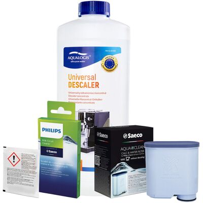 Aqualogis Zestaw Philips Saeco - Filtr Philips Aquaclean CA6903, Uniwersalny Odkamieniacz 1L, Philips CA6705/10 Środek do Obiegu Mleka Aqualogis Zestaw Philips Saeco - Filtr Philips Aquaclean CA6903, Uniwersalny Odkamieniacz 1L, Philips CA6705/10 Środek do Obiegu Mleka