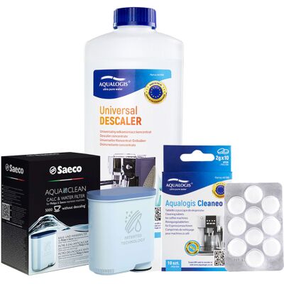Zestaw Philips Saeco - Filtr Philips Aquaclean CA6903, Uniwersalny Odkamieniacz 1L, Tabletki Czyszcące Aqualogis Cleaneo 10 szt. Zestaw Philips Saeco - Filtr Philips Aquaclean CA6903, Uniwersalny Odkamieniacz 1L, Tabletki Czyszcące Aqualogis Cleaneo 10 szt.