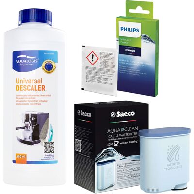 Aqualogis Zestaw Philips Saeco - Filtr Philips Aquaclean CA6903, Uniwersalny Odkamieniacz 500ml, Philips CA6705/10 Środek do Obiegu Mleka Aqualogis Zestaw Philips Saeco - Filtr Philips Aquaclean CA6903, Uniwersalny Odkamieniacz 500ml, Philips CA6705/10 Środek do Obiegu Mleka