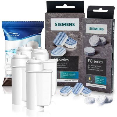 Zestaw Siemens, Filtr Aqualogis AL-Inte 4szt, Siemens Odkamieniacz TZ80002, Siemens Tabletki TZ80001 Zestaw Siemens, Filtr Aqualogis AL-Inte 4szt, Siemens Odkamieniacz TZ80002, Siemens Tabletki TZ80001