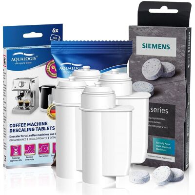 Zestaw Siemens, Filtr Aqualogis AL-Inte 4szt, Siemens Tabletki TZ80001, Decalc 6szt Zestaw Siemens, Filtr Aqualogis AL-Inte 4szt, Siemens Tabletki TZ80001, Decalc 6szt