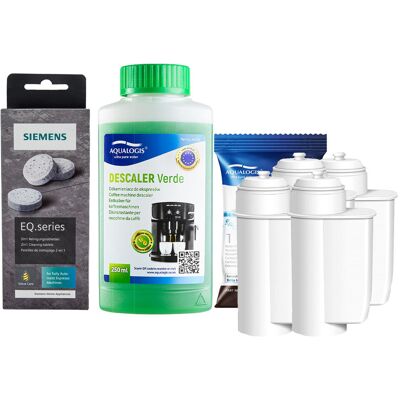 Zestaw Siemens, Filtr Aqualogis AL-Inte 4szt, Siemens Tabletki TZ80001, Verde 250ml Zestaw Siemens, Filtr Aqualogis AL-Inte 4szt, Siemens Tabletki TZ80001, Verde 250ml