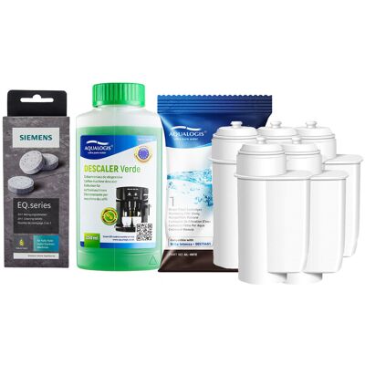 Zestaw Siemens, Filtr Aqualogis AL-Inte 5szt, Siemens Tabletki TZ80001, Verde 250ml Zestaw Siemens, Filtr Aqualogis AL-Inte 5szt, Siemens Tabletki TZ80001, Verde 250ml