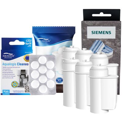 Zestaw Siemens, Filtr Aqualogis AL-Inte 6szt, Siemens Odkamieniacz TZ80002, Cleaneo 10szt Zestaw Siemens, Filtr Aqualogis AL-Inte 6szt, Siemens Odkamieniacz TZ80002, Cleaneo 10szt