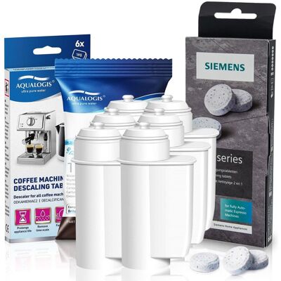 Zestaw Siemens, Filtr Aqualogis AL-Inte 6szt, Siemens Tabletki TZ80001, Decalc 6szt Zestaw Siemens, Filtr Aqualogis AL-Inte 6szt, Siemens Tabletki TZ80001, Decalc 6szt