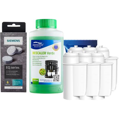 Zestaw Siemens, Filtr Aqualogis AL-Inte 6szt, Siemens Tabletki TZ80001, Verde 250ml Zestaw Siemens, Filtr Aqualogis AL-Inte 6szt, Siemens Tabletki TZ80001, Verde 250ml