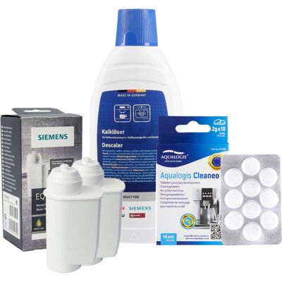 Zestaw Siemens, Filtr Intenza TZ70003 2 szt, Odkamieniacz 311968 500ml, Tabletki Odtłuszczające Aqualogis Cleaneo Zestaw Siemens, Filtr Intenza TZ70003 2 szt, Odkamieniacz 311968 500ml, Tabletki Odtłuszczające Aqualogis Cleaneo