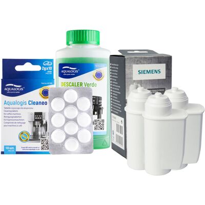 Aqualogis Zestaw Siemens, Filtr INTENZA TZ70003 3 szt, Odkamieniacz Verde 250ml, Tabletki Cleaneo 10 szt. Aqualogis Zestaw Siemens, Filtr INTENZA TZ70003 3 szt, Odkamieniacz Verde 250ml, Tabletki Cleaneo 10 szt.