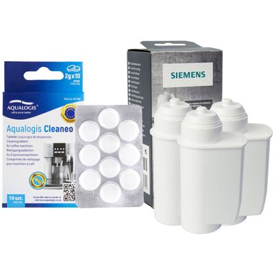 Aqualogis Zestaw Siemens, Filtr INTENZA TZ70003 3 szt, Tabletki Cleaneo 10 szt. Aqualogis Zestaw Siemens, Filtr INTENZA TZ70003 3 szt, Tabletki Cleaneo 10 szt.