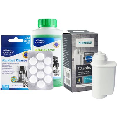 Aqualogis Zestaw Siemens, Filtr Intenza Tz70003, Odkamieniacz Verde 250Ml, Tabletki Cleaneo 10 Szt. Aqualogis Zestaw Siemens, Filtr Intenza Tz70003, Odkamieniacz Verde 250Ml, Tabletki Cleaneo 10 Szt.