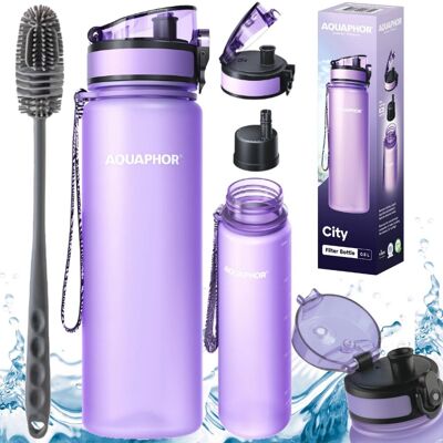 Zestaw szczoteczka do mycia + butelka z filtrem AQUAPHOR CITY 0,5 lawendowa Zestaw szczoteczka do mycia + butelka z filtrem AQUAPHOR CITY 0,5 lawendowa