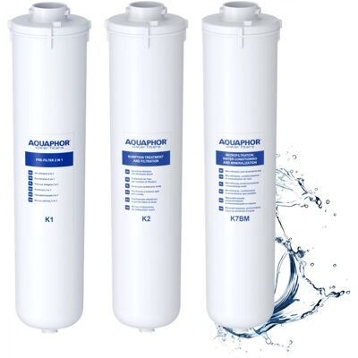 Zestaw wkłady K1, K2, K7BM do filtra Aquaphor RO-202s Zestaw wkłady K1, K2, K7BM do filtra Aquaphor RO-202s