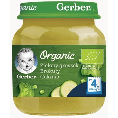 Nestle Gerber Organic, Obiadek Zielony Groszek Brokuły Cukinia Dla Niemowląt Po 4 Miesiącu, 125 G Nestle Gerber Organic, Obiadek Zielony Groszek Brokuły Cukinia Dla Niemowląt Po 4 Miesiącu, 125 G