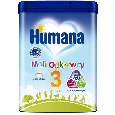HUMANA 3 Mali Odkrywcy Produkt na bazie mleka po 12. miesiącu, 650g HUMANA 3 Mali Odkrywcy Produkt na bazie mleka po 12. miesiącu, 650g