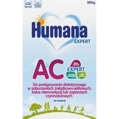 Humana Ac, Mleko W Proszku W Przypadku Kolki Niemowlęcej, Zaparć I Powiązanych Objawów, 300 G Humana Ac, Mleko W Proszku W Przypadku Kolki Niemowlęcej, Zaparć I Powiązanych Objawów, 300 G