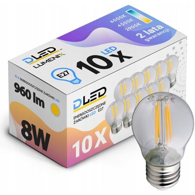 Lumenix 10x Żarówka E27 LED FILAMENT 8W NEUTRALNA Edison Lumenix 10x Żarówka E27 LED FILAMENT 8W NEUTRALNA Edison