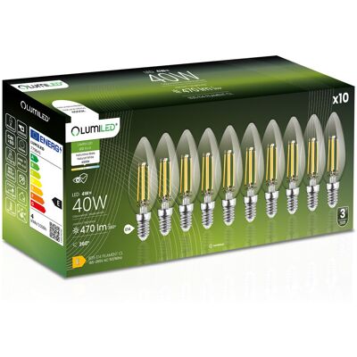 10x Żarówka LED E14 Świeczka B35 4W = 40W 470lm 4000K NEUTRALNA 360° FILAMENT LUMILED 10x Żarówka LED E14 Świeczka B35 4W = 40W 470lm 4000K NEUTRALNA 360° FILAMENT LUMILED