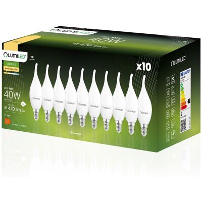 10x Żarówka LED E14 Świeczka BA35 5W = 40W 470lm 3000K Ciepła 180° LUMILED 10x Żarówka LED E14 Świeczka BA35 5W = 40W 470lm 3000K Ciepła 180° LUMILED
