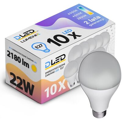 DLED 10x Żarówka LED E27 2180lm 22W CCD CIEPŁA DLED 10x Żarówka LED E27 2180lm 22W CCD CIEPŁA