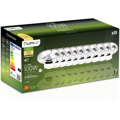 10x Żarówka LED G53 Reflektor AR111 15W = 100W 1521lm 3000K Ciepła 24° 12V Srebrna LUMILED 10x Żarówka LED G53 Reflektor AR111 15W = 100W 1521lm 3000K Ciepła 24° 12V Srebrna LUMILED