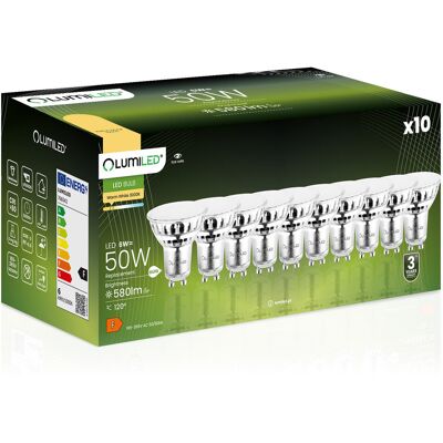 10x Żarówka LED GU10 Reflektor PAR16 6W = 50W 580lm 3000K Ciepła 120° LUMILED 10x Żarówka LED GU10 Reflektor PAR16 6W = 50W 580lm 3000K Ciepła 120° LUMILED