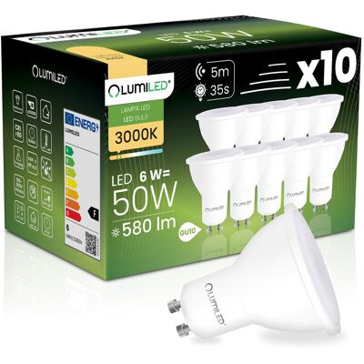 10x Żarówka LED GU10 Reflektor PAR16 6W = 50W 580LM 3000K Ciepła 120° z Czujnikiem Ruchu i Zmierzchu LUMILED 10x Żarówka LED GU10 Reflektor PAR16 6W = 50W 580LM 3000K Ciepła 120° z Czujnikiem Ruchu i Zmierzchu LUMILED