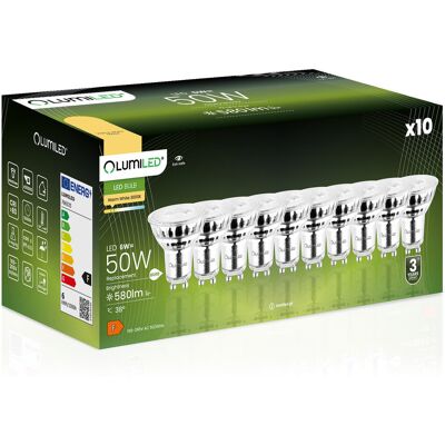 10x Żarówka LED GU10 Reflektor PAR16 6W = 50W 580lm 3000K Ciepła 38° LUMILED 10x Żarówka LED GU10 Reflektor PAR16 6W = 50W 580lm 3000K Ciepła 38° LUMILED