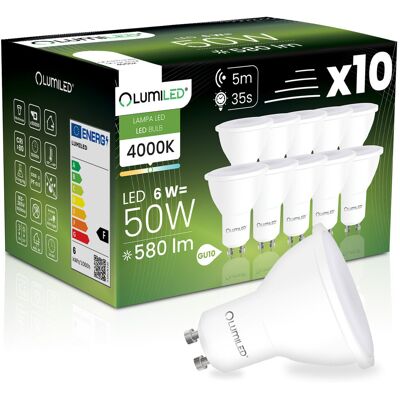 10x Żarówka LED GU10 Reflektor PAR16 6W = 50W 580LM 4000K Neutralna 120° z Czujnikiem Ruchu i Zmierzchu LUMILED 10x Żarówka LED GU10 Reflektor PAR16 6W = 50W 580LM 4000K Neutralna 120° z Czujnikiem Ruchu i Zmierzchu LUMILED