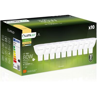 10x Żarówka LED GU5.3 Reflektor MR16 8W = 80W 720lm 3000K Ciepła 120° LUMILED 10x Żarówka LED GU5.3 Reflektor MR16 8W = 80W 720lm 3000K Ciepła 120° LUMILED