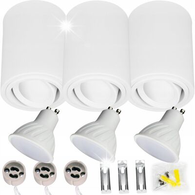 Ledtechnics 3x SPOT OPRAWA NATYNKOWA TUBA HALOGENOWA GU10 10W ciepła żarówka LED Ledtechnics 3x SPOT OPRAWA NATYNKOWA TUBA HALOGENOWA GU10 10W ciepła żarówka LED