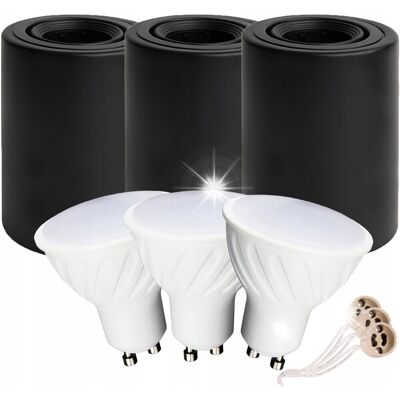 Ledtechnics 3x SPOT OPRAWA NATYNKOWA TUBA HALOGENOWA GU10 10W neutralna żarówka LED Ledtechnics 3x SPOT OPRAWA NATYNKOWA TUBA HALOGENOWA GU10 10W neutralna żarówka LED