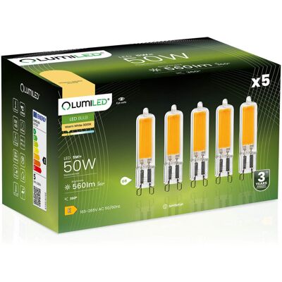5x Żarówka LED G9 Kapsułka 5W = 50W 560lm 3000K Ciepła 360° FILAMENT LUMILED 5x Żarówka LED G9 Kapsułka 5W = 50W 560lm 3000K Ciepła 360° FILAMENT LUMILED